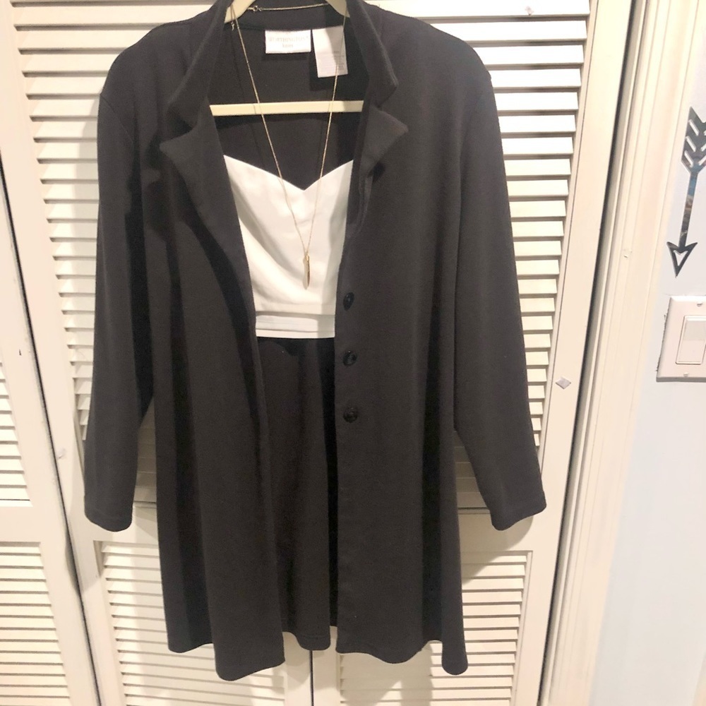 Worthington Knits Long Oversized Knit Blazer Black Large